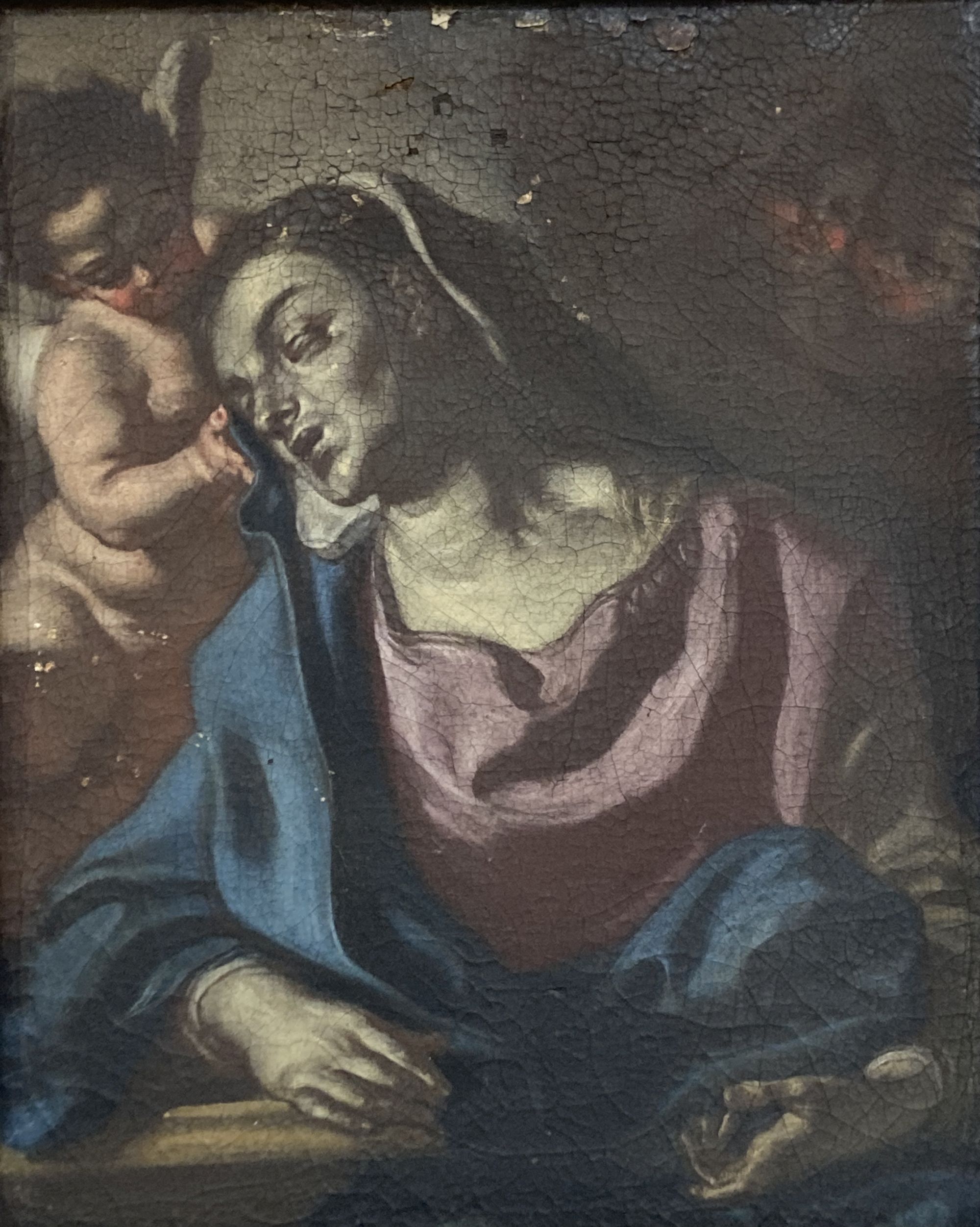 19th century Italian School after Crespi, oil on canvas, The Annunciation, inscribed verso and bearing date 1791, 40 x 32cm